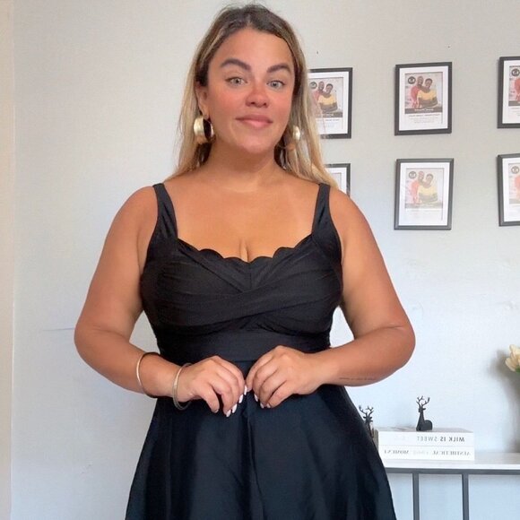 AQUA EVE Plus Size Swim Dress - Tummy Control Two Piece Tankini Swimsuit NEW - Picture 3 of 12